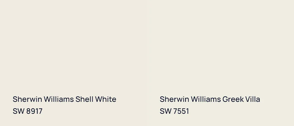Sherwin Williams Shell White SW 8917 vs Sherwin Williams Greek Villa SW 7551