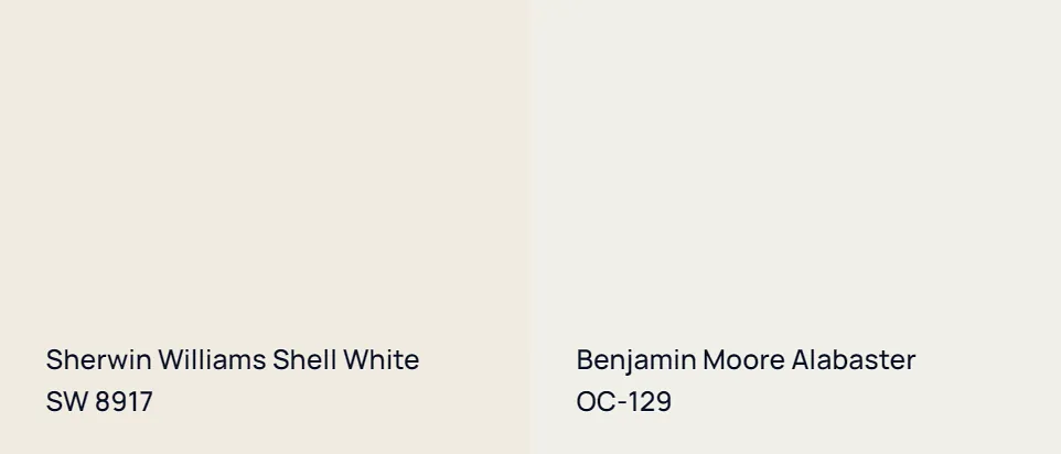 Sherwin Williams Shell White SW 8917 vs Benjamin Moore Alabaster OC-129