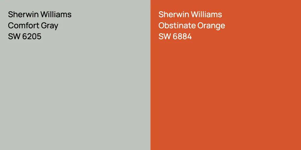 Sherwin Williams Comfort Gray vs. Sherwin Williams Obstinate Orange