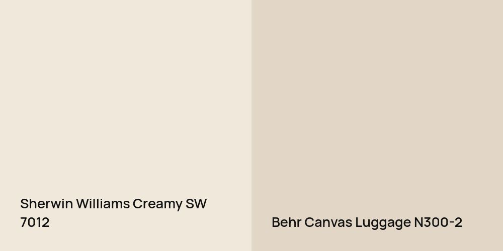 Sherwin Williams Creamy vs. Behr Canvas Luggage