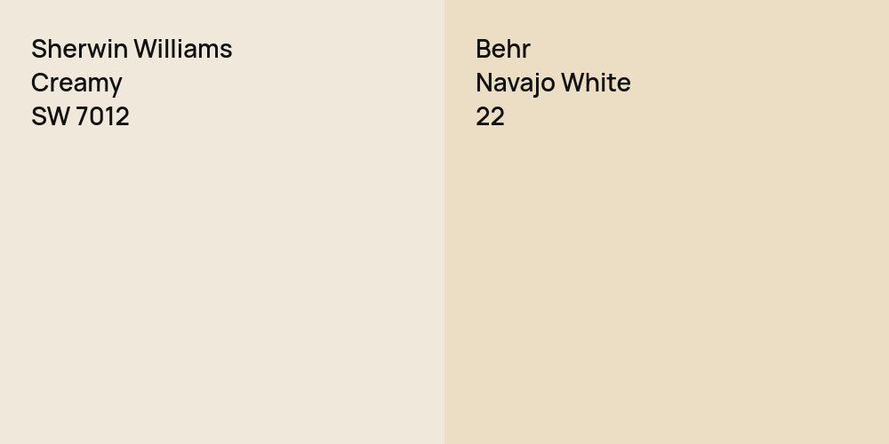 Sherwin Williams Creamy vs. Behr Navajo White