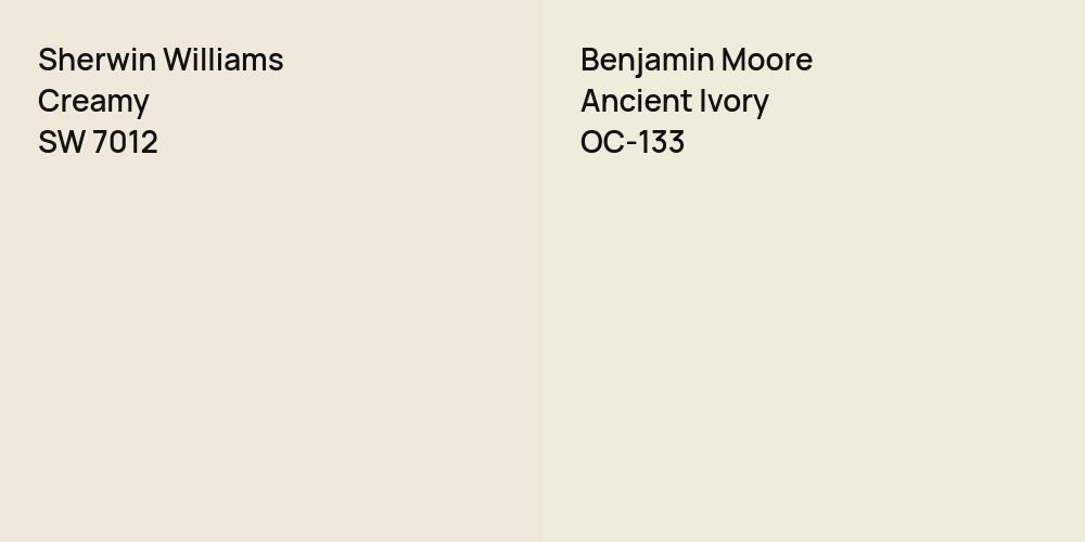 Sherwin Williams Creamy vs. Benjamin Moore Ancient Ivory