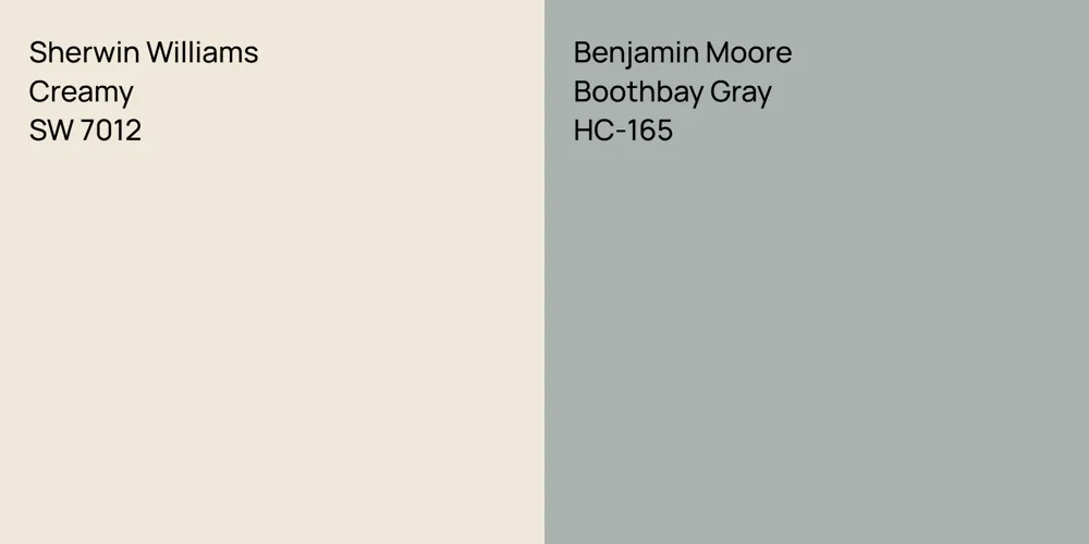 Sherwin Williams Creamy vs. Benjamin Moore Boothbay Gray