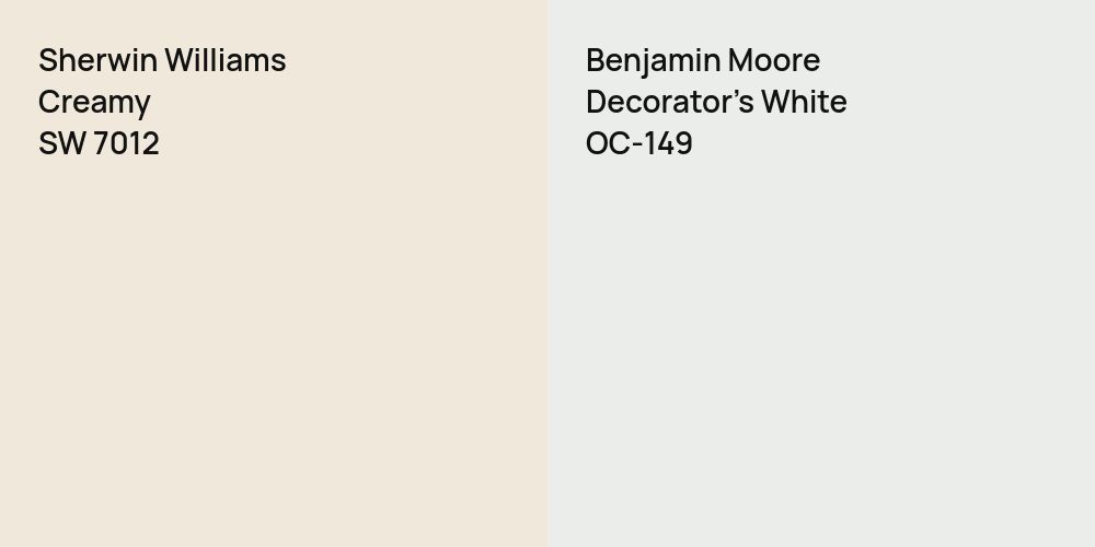 Sherwin Williams Creamy vs. Benjamin Moore Decorator's White