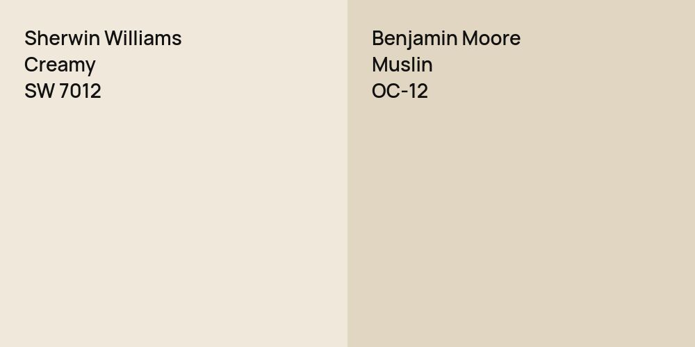 Sherwin Williams Creamy vs. Benjamin Moore Muslin