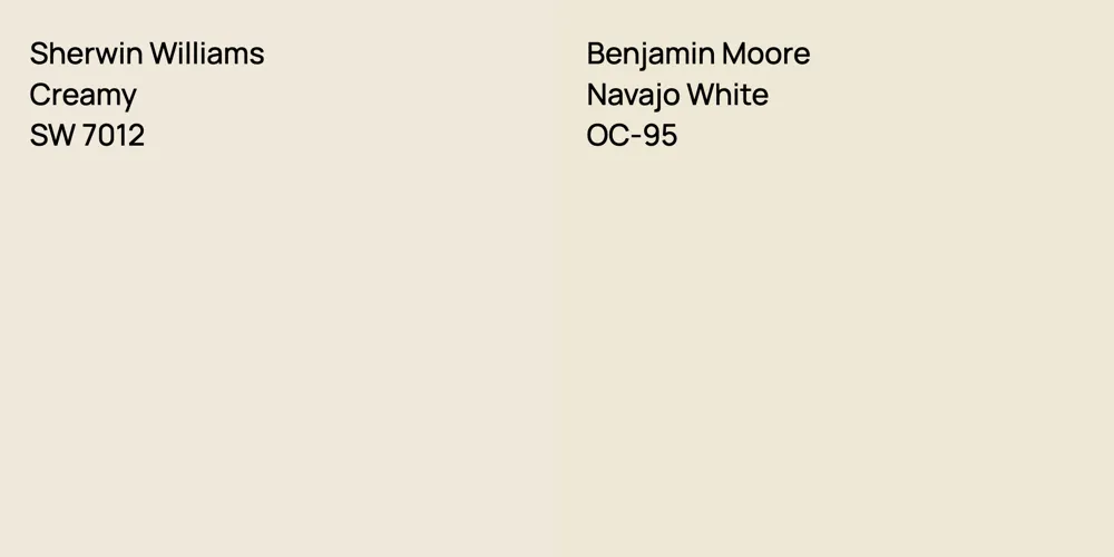 Sherwin Williams Creamy vs. Benjamin Moore Navajo White