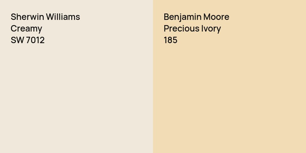 Sherwin Williams Creamy vs. Benjamin Moore Precious Ivory