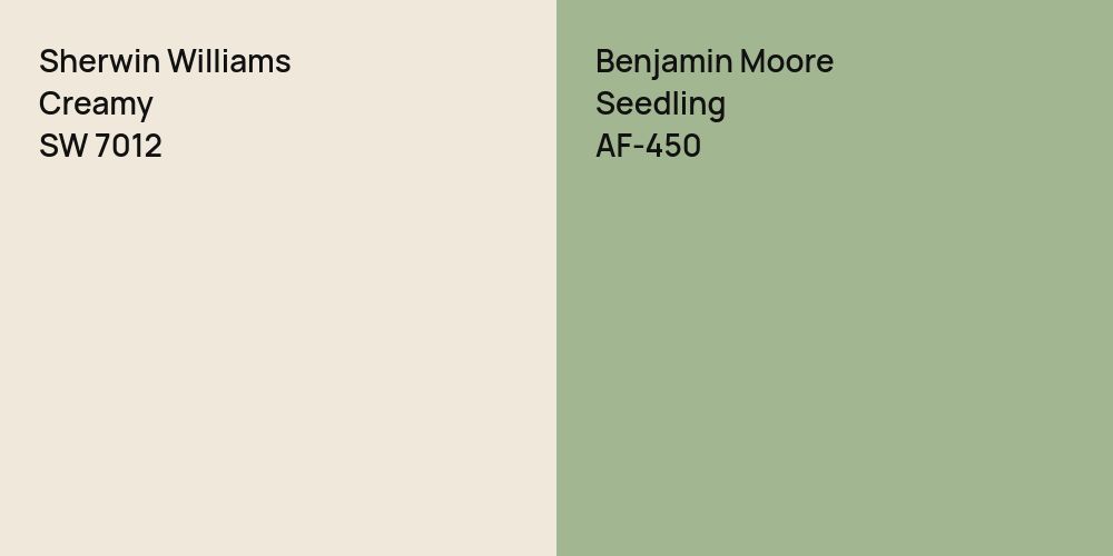 Sherwin Williams Creamy vs. Benjamin Moore Seedling