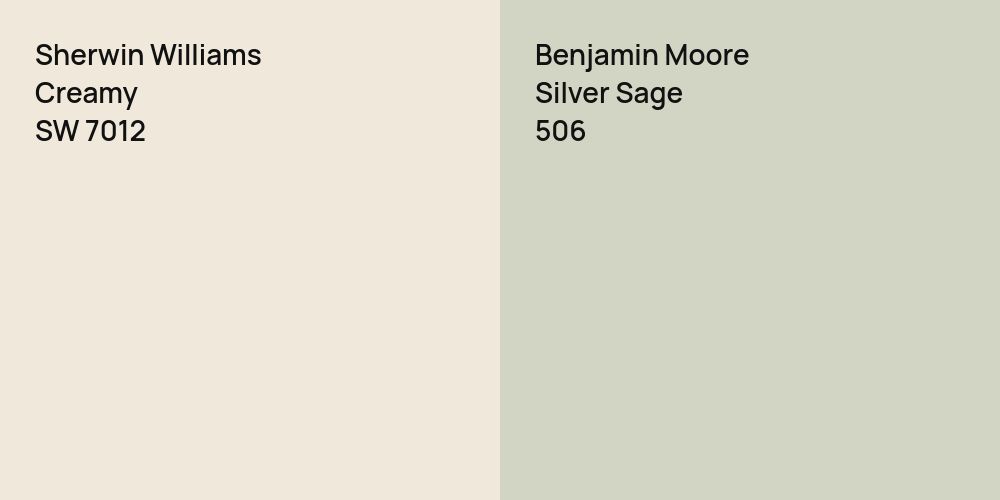 Sherwin Williams Creamy vs. Benjamin Moore Silver Sage