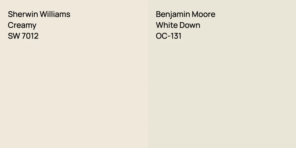 Sherwin Williams Creamy vs. Benjamin Moore White Down