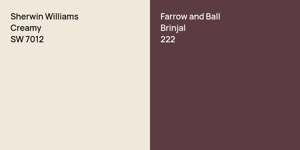 Sherwin Williams Creamy vs. Farrow and Ball Brinjal