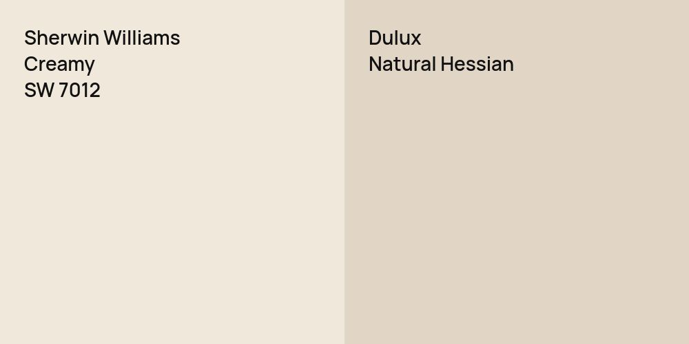 Sherwin Williams Creamy vs. Dulux Natural Hessian