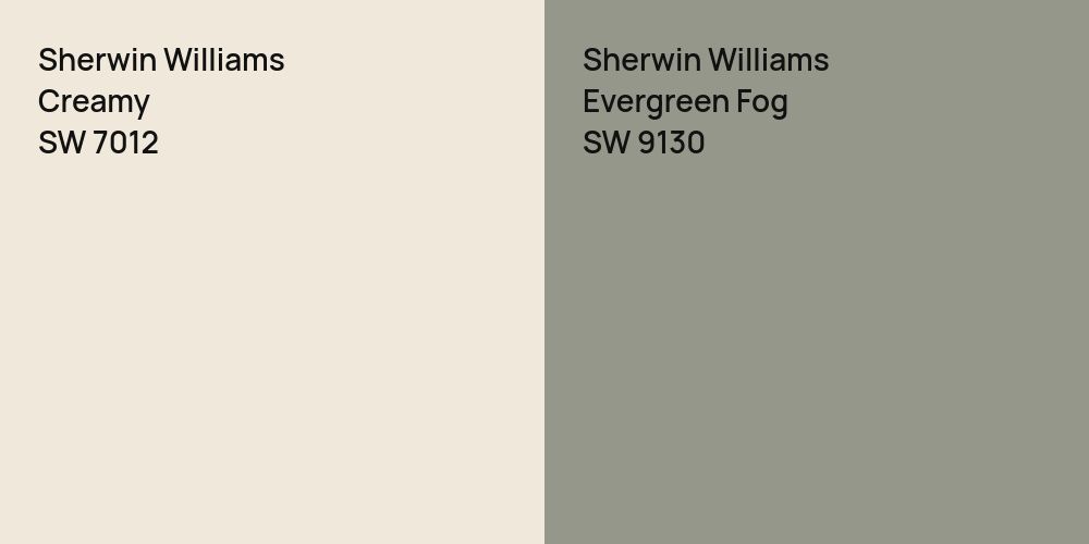 Sherwin Williams Creamy vs. Sherwin Williams Evergreen Fog