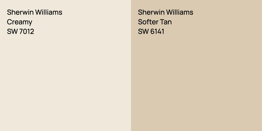 Sherwin Williams Creamy vs. Sherwin Williams Softer Tan