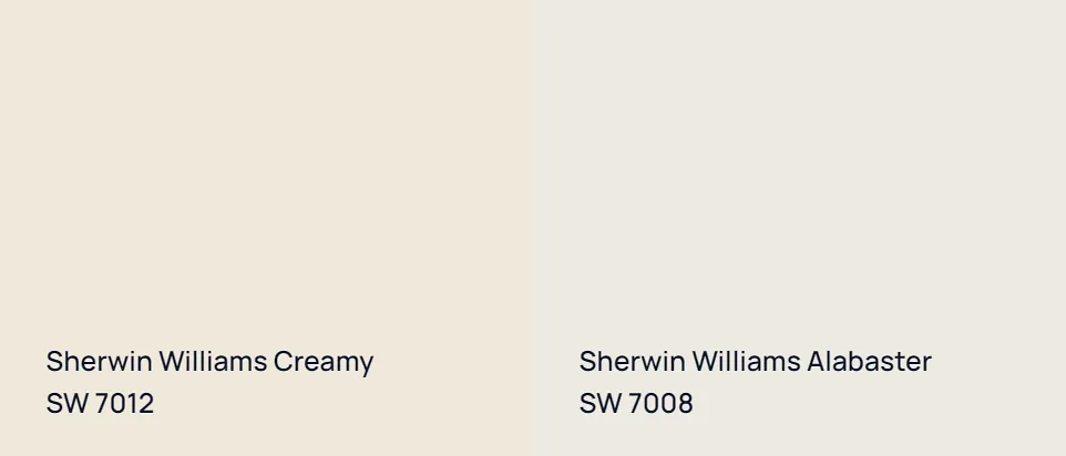 Sherwin Williams Creamy SW 7012 vs Sherwin Williams Alabaster SW 7008