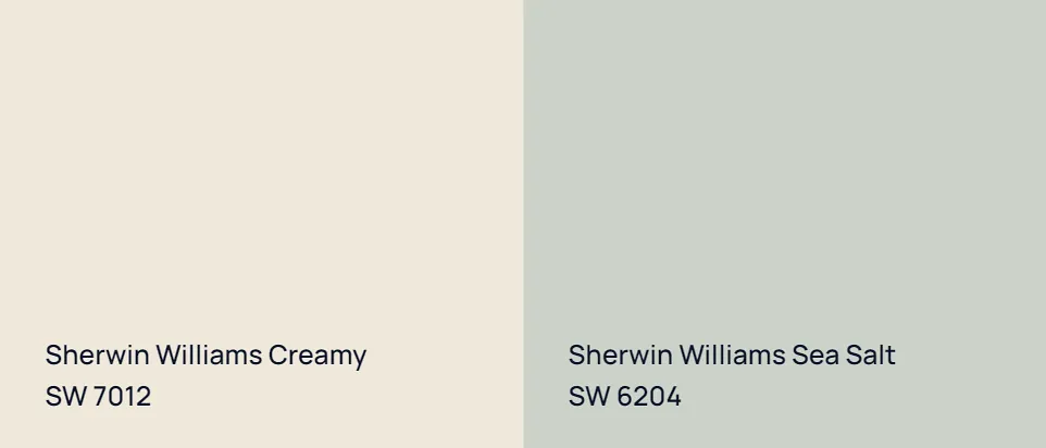 Sherwin Williams Creamy SW 7012 vs Sherwin Williams Sea Salt SW 6204