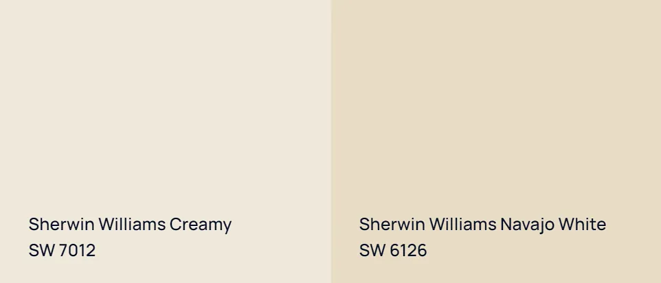 Sherwin Williams Creamy SW 7012 vs Sherwin Williams Navajo White SW 6126