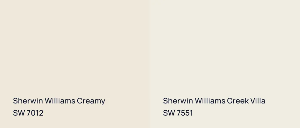 Sherwin Williams Creamy SW 7012 vs Sherwin Williams Greek Villa SW 7551