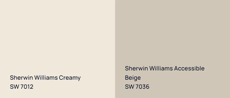 Sherwin Williams Creamy SW 7012 vs Sherwin Williams Accessible Beige SW 7036