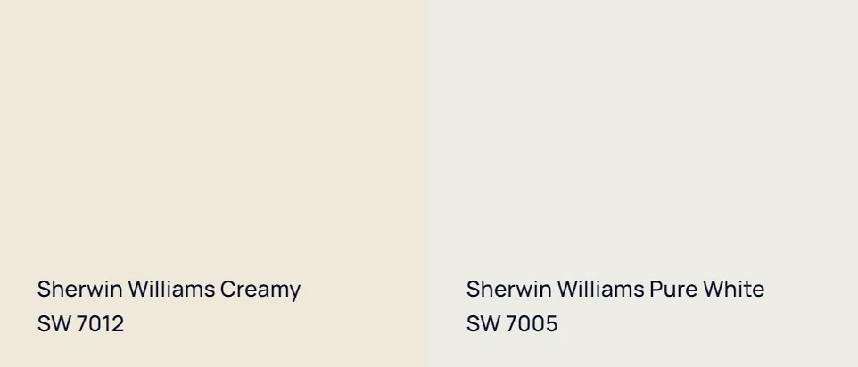 Sherwin Williams Creamy SW 7012 vs Sherwin Williams Pure White SW 7005