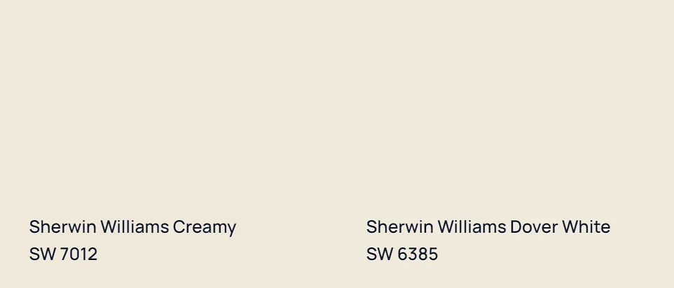 Sherwin Williams Creamy SW 7012 vs Sherwin Williams Dover White SW 6385