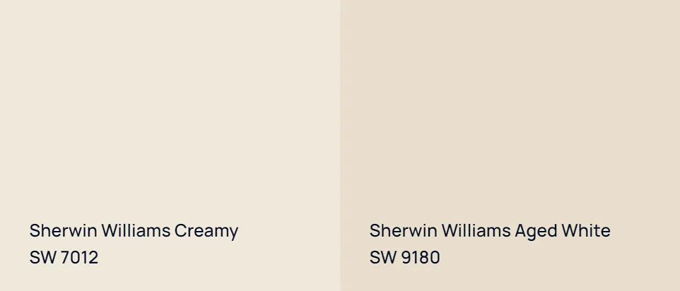 Sherwin Williams Creamy SW 7012 vs Sherwin Williams Aged White SW 9180