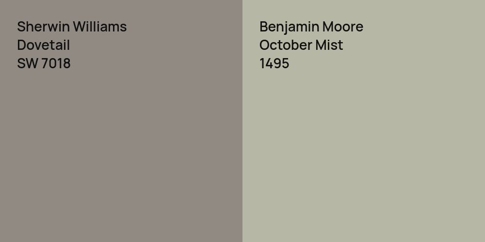 Sherwin Williams Dovetail vs. Benjamin Moore October Mist