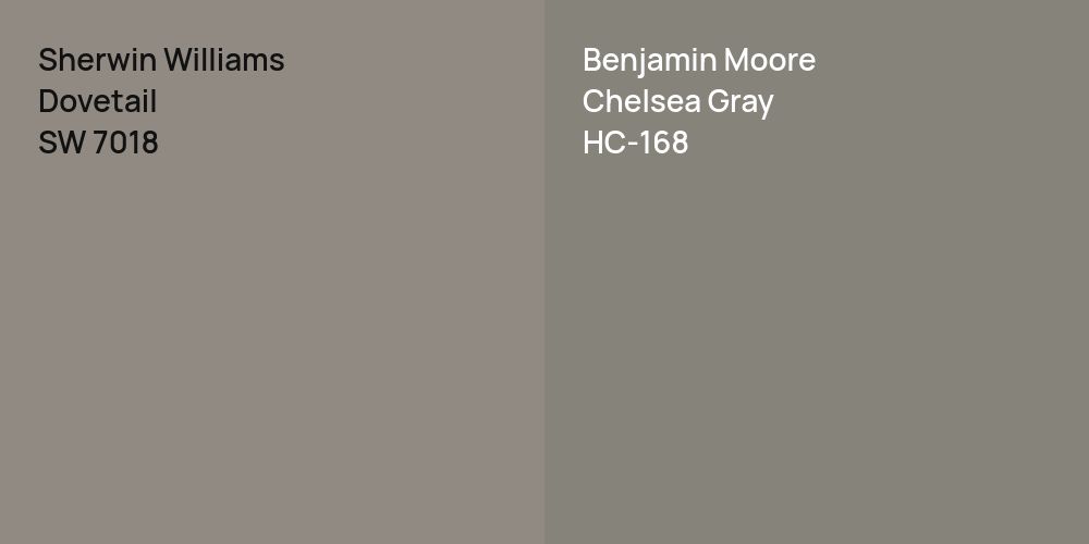 Sherwin Williams Dovetail vs. Benjamin Moore Chelsea Gray