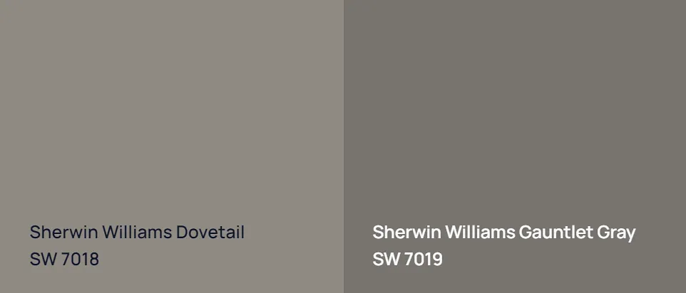 Sherwin Williams Dovetail SW 7018 vs Sherwin Williams Gauntlet Gray SW 7019
