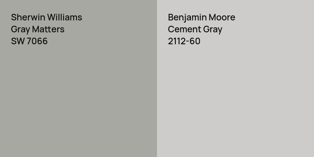 Sherwin Williams Gray Matters vs. Benjamin Moore Cement Gray