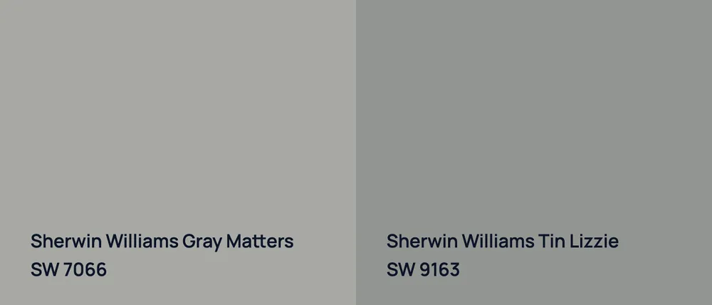 Sherwin Williams Gray Matters SW 7066 vs Sherwin Williams Tin Lizzie SW 9163