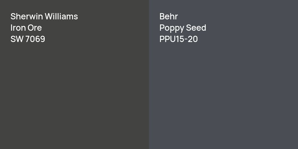 Sherwin Williams Iron Ore vs. Behr Poppy Seed