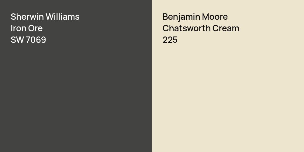 Sherwin Williams Iron Ore vs. Benjamin Moore Chatsworth Cream