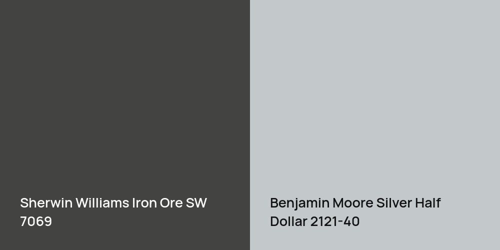 Sherwin Williams Iron Ore vs. Benjamin Moore Silver Half Dollar