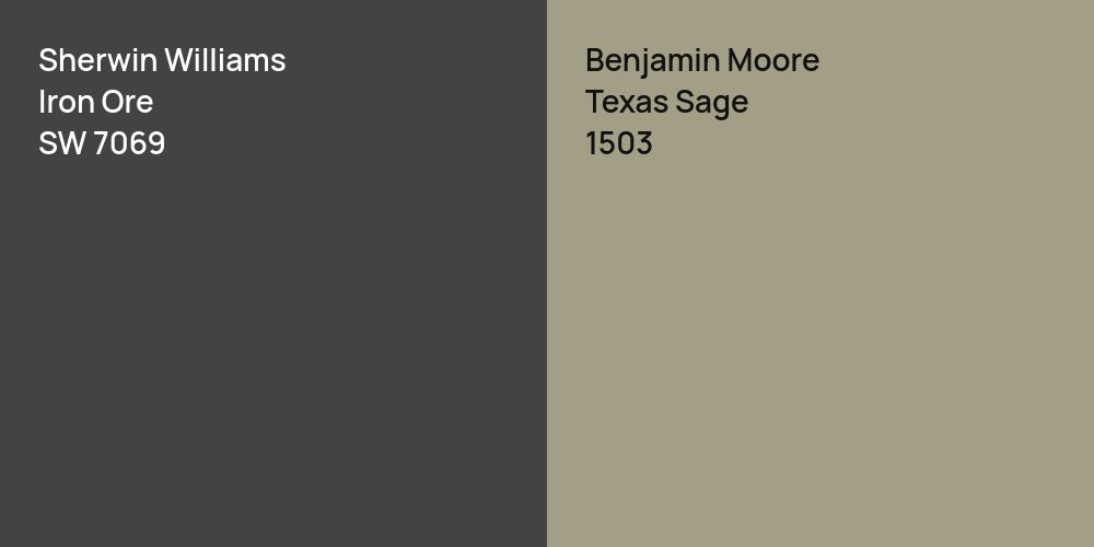 Sherwin Williams Iron Ore vs. Benjamin Moore Texas Sage