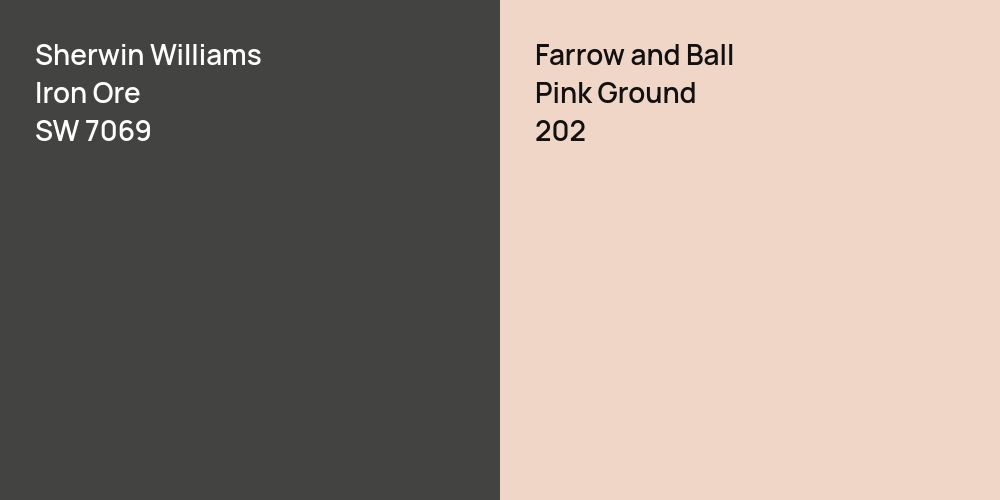 Sherwin Williams Iron Ore vs. Farrow and Ball Pink Ground