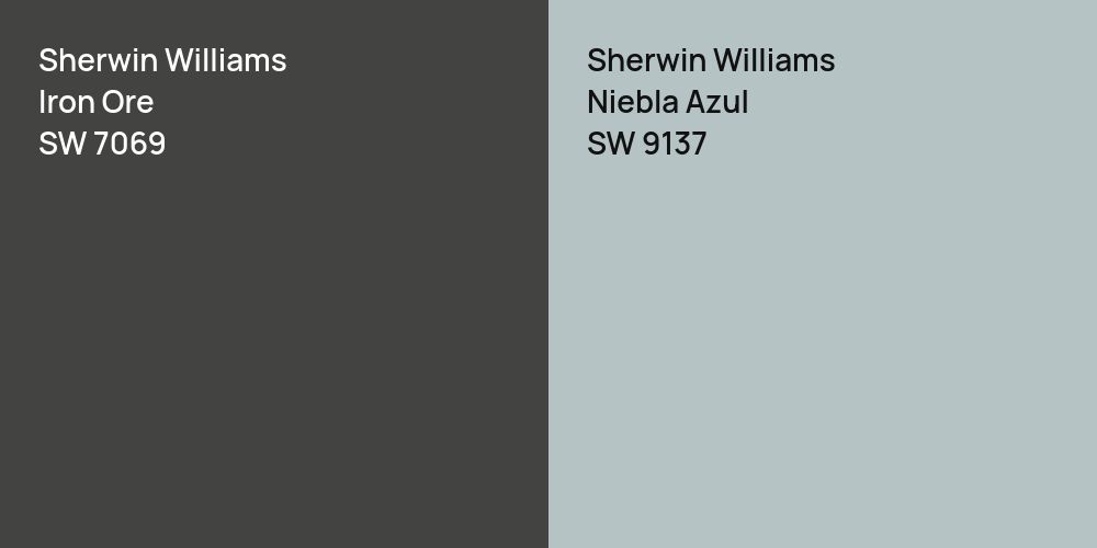 Sherwin Williams Iron Ore vs. Sherwin Williams Niebla Azul