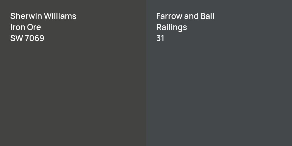 Sherwin Williams Iron Ore vs. Farrow and Ball Railings