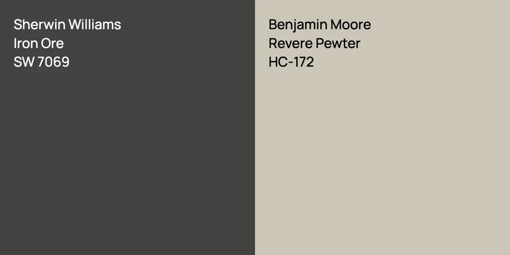 Sherwin Williams Iron Ore vs. Benjamin Moore Revere Pewter