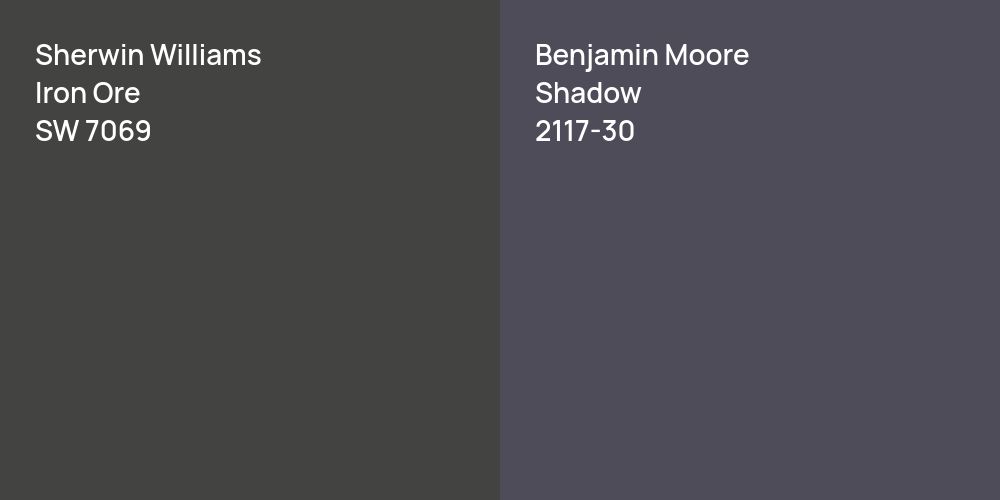 Sherwin Williams Iron Ore vs. Benjamin Moore Shadow