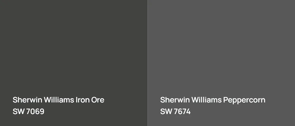 Sherwin Williams Iron Ore SW 7069 vs Sherwin Williams Peppercorn SW 7674