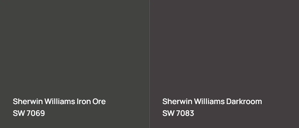 Sherwin Williams Iron Ore SW 7069 vs Sherwin Williams Darkroom SW 7083