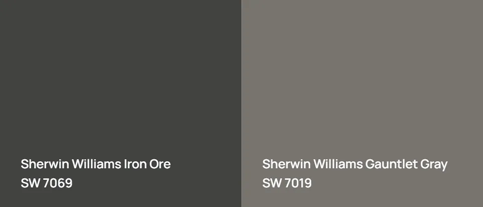 Sherwin Williams Iron Ore SW 7069 vs Sherwin Williams Gauntlet Gray SW 7019
