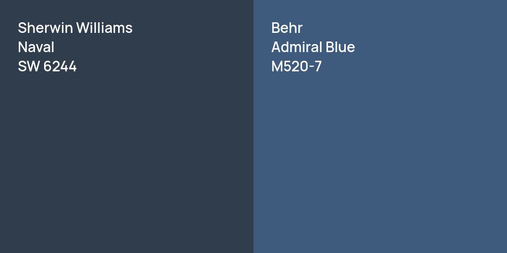 Sherwin Williams Naval vs. Behr Admiral Blue