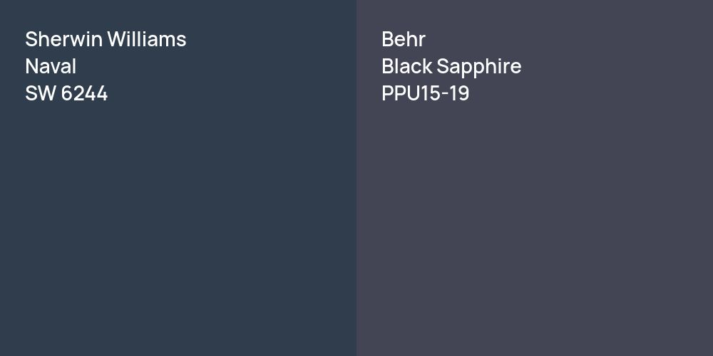 Sherwin Williams Naval vs. Behr Black Sapphire