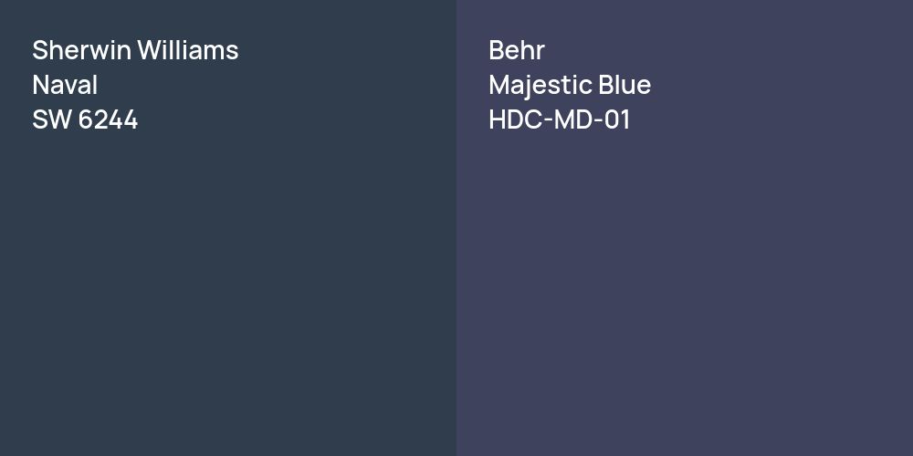 Sherwin Williams Naval vs. Behr Majestic Blue