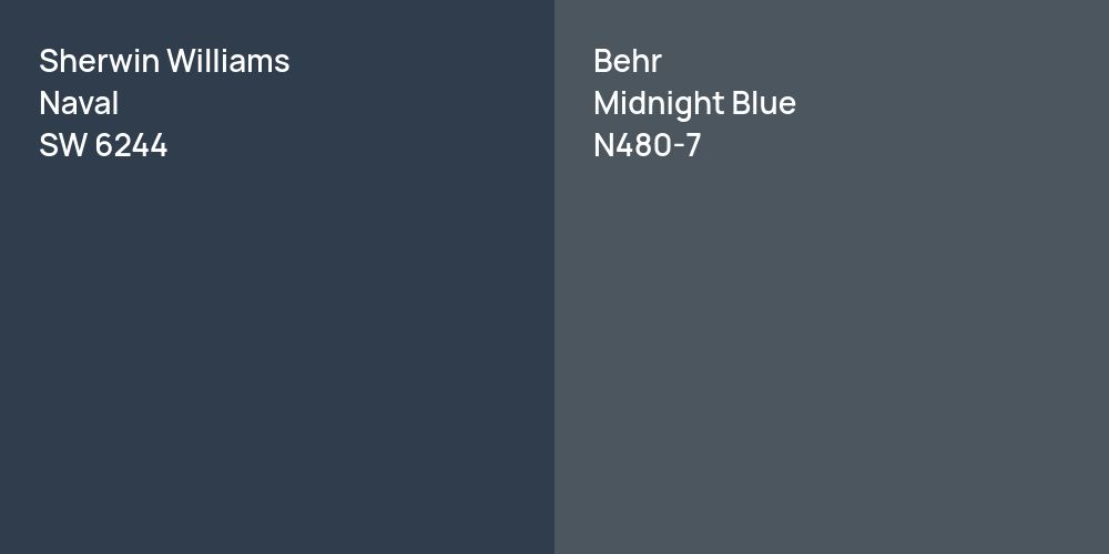 Sherwin Williams Naval vs. Behr Midnight Blue