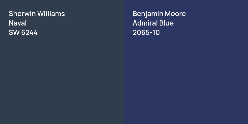 Sherwin Williams Naval vs. Benjamin Moore Admiral Blue