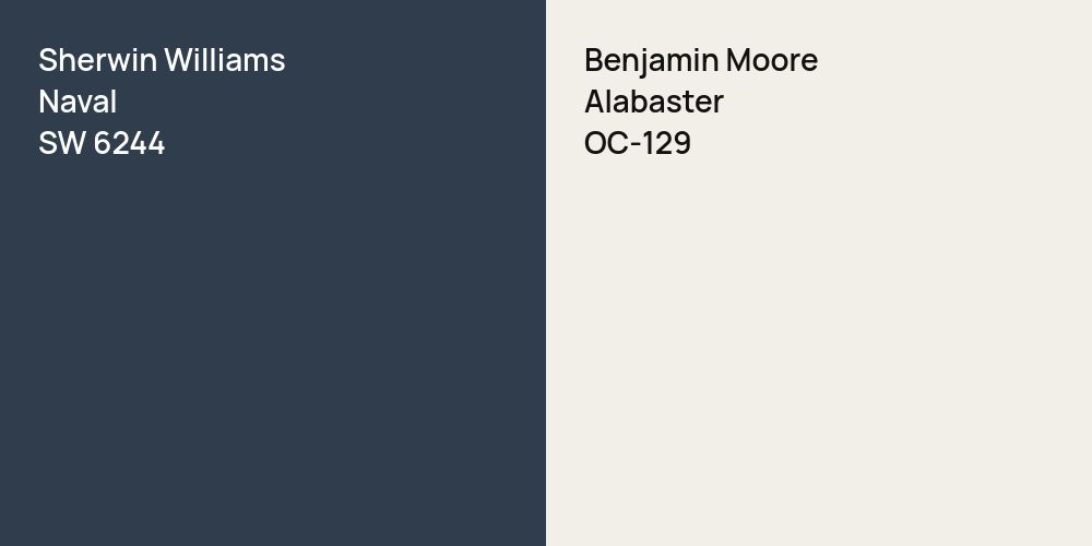 Sherwin Williams Naval vs. Benjamin Moore Alabaster