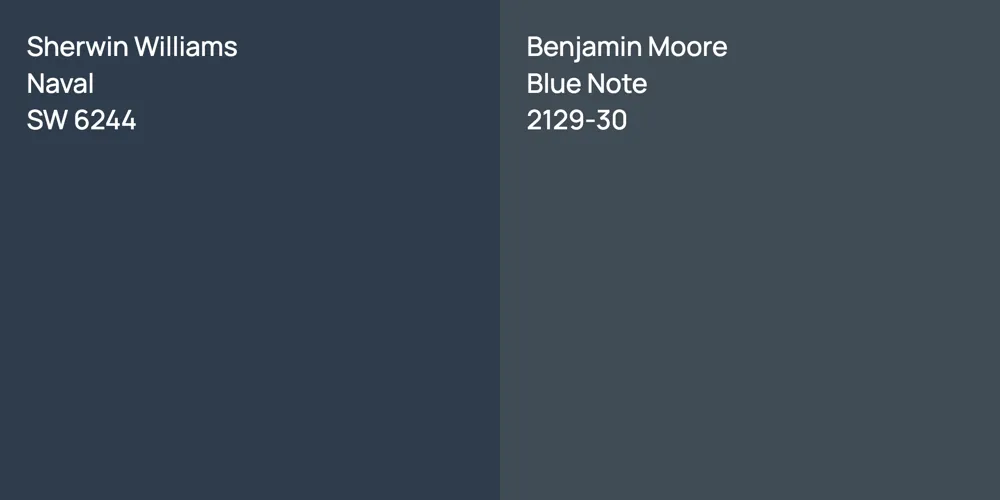 Sherwin Williams Naval vs. Benjamin Moore Blue Note